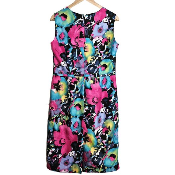 BLACK LABEL By EVAN PICONE Sleeveless Knee-Length Floral Watercolor Dress Size 8 - Picture 2 of 10